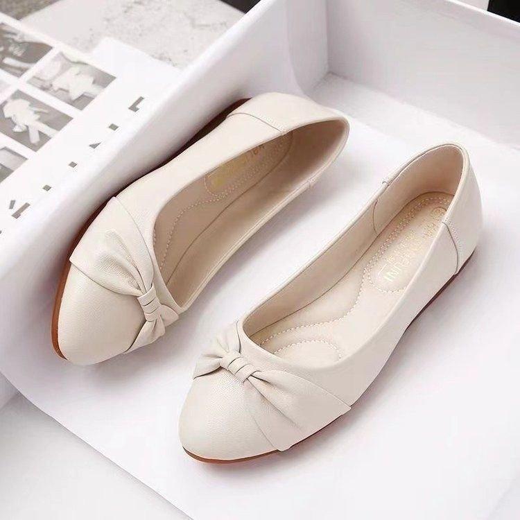 Popular beef tendon soft-soled Doudou shoes 2025 spring new mother one-pedal pointed flat bottom shallow mouth women's single shoes