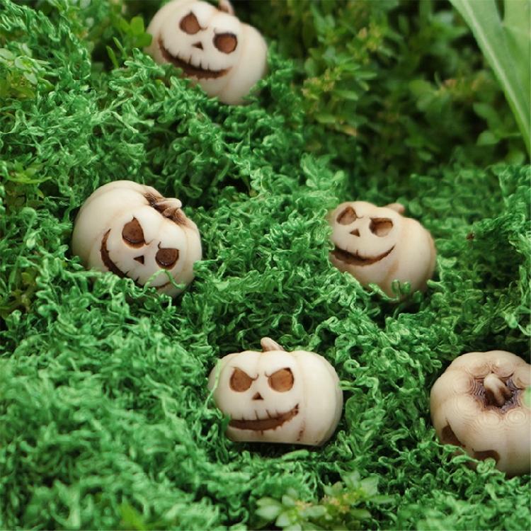 Halloween Resins Sculpture Collection 20Pcs Ghostly Face Miniature Pumpkin Decors Ornaments For Creative Garden Display