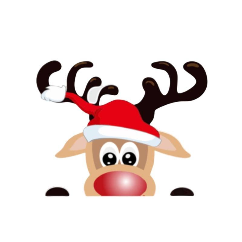 

Holiday Reindeer & Santa Car Window Decoration Waterproof PVC Adhesive Easy to Apply Vehicle Window Cling for Christmas 20cm 15cm