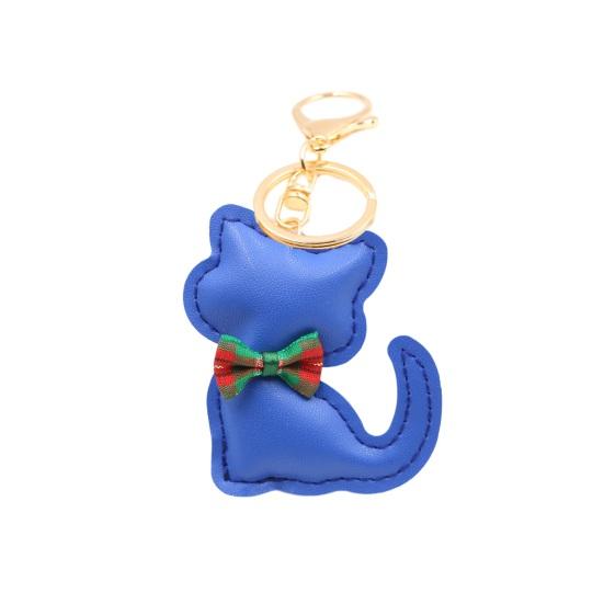 Kreslený kočičí přívěsek Keychain Mašlička Dekor Umělá kůže Přívěsek na klíče Kotě Přívěsek Jemná šicí taška Přívěsek