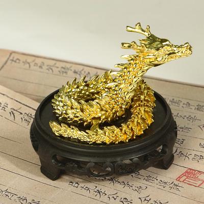 3D-gedruckte chinesische Drachenfigur mit beweglichen Gelenken, goldene Loong-Figur, artikulierter Drache