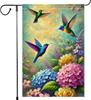 Hello Spring Hummingbird Garden Ag 12x18 Inch Vertical Burlap Small Double Sided Yard Outdoor Lawn Painting Ags Decorati EEZ
