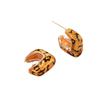 Autumn and winter new geometric round drop glaze leopard print stud earrings design sense simple wind versatile silver needle earrings heart earrings