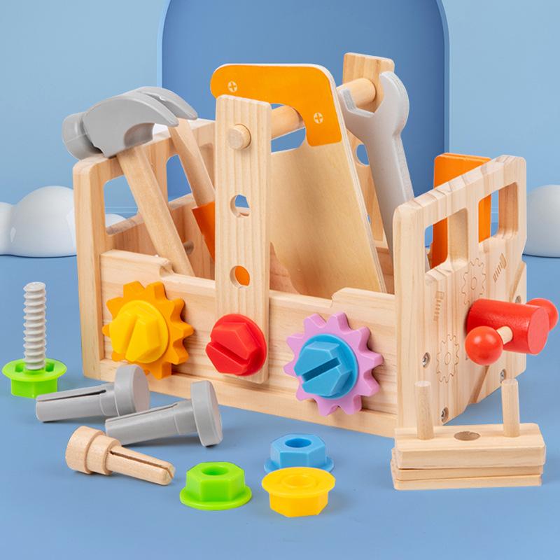 Wooden Children'S Early Education Screwing Screws Disassembly Nuts Portable Toolbox Exercise Hand-Eye Coordination Educational Toys