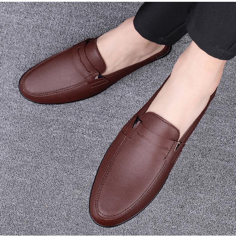 Men's Leather Slip-On Loafers: Backless Mules & Closed-Toe Lazy Driving Sandals