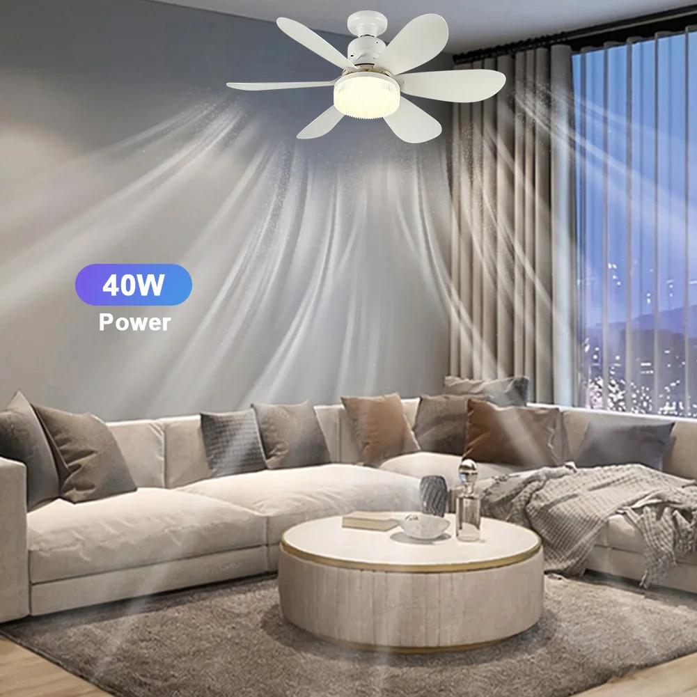 40W 52cm Ceiling Fans Light Wireless Remote Control Ceiling Fans Dimmable Fan Light E27 Converter Base Smart Silent Ceiling Fans