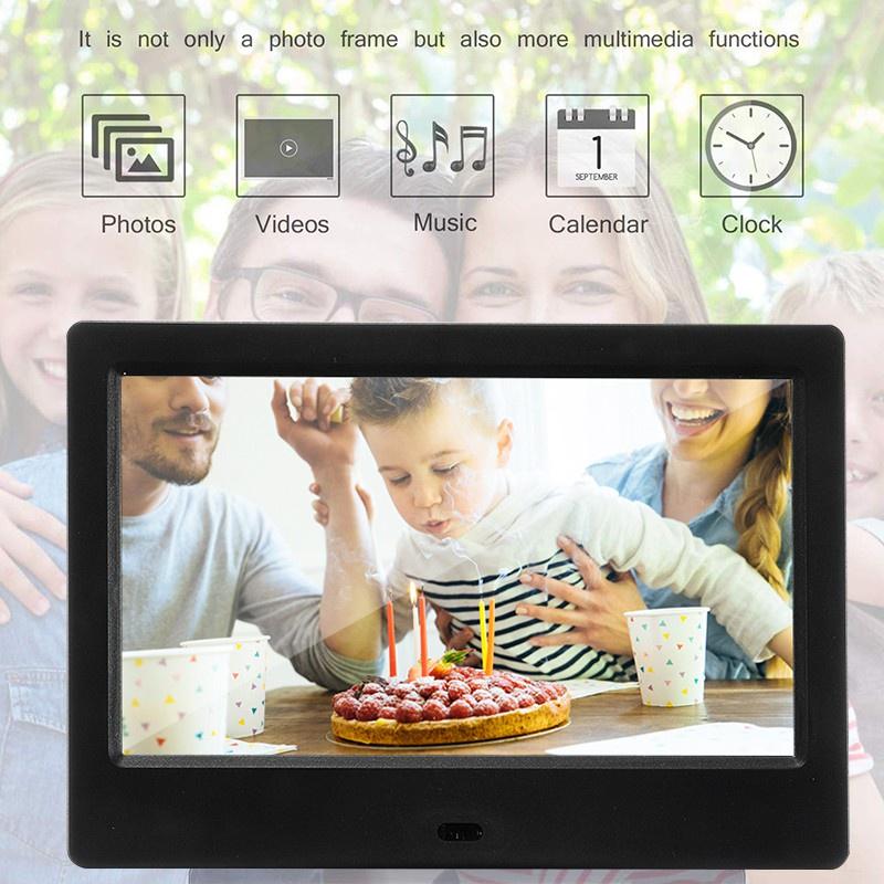 7 İnç Ekran LED Aydınlatmalı HD Dijital Fotoğraf Çerçevesi + Uzaktan Kumanda Tam Fonksiyonlu Elektronik Albüm Resim Müzik Film