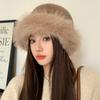 Guofeng new plush bucket hat in winter shows a small face, plush thickened warm ear protection, Japanese cold and moisture hat