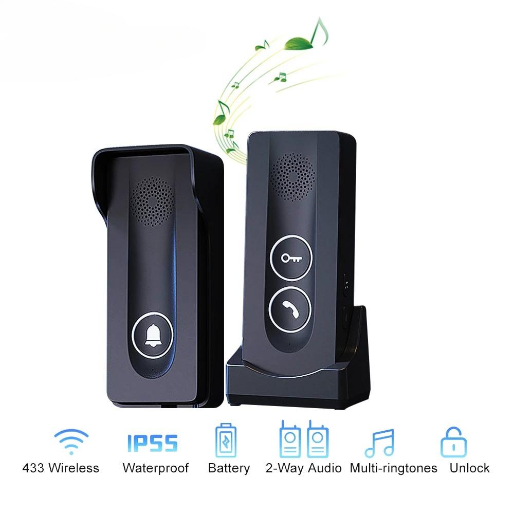 2-Way 1KM Long Range Wireless Intercom Doorbell  Hand Free  Audio Door Bell Remote Waterproof Door Phone with Chime