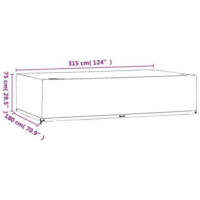 VidaXL Housse de salon de jardin 12 œillets 315x180x75cm rectangulaire 319310