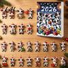 Creative Holiday Gift for Cow Lovers Christmas Ornament Advent Calendar 2026 24 Days 2D Acrylic Hanging Pendant Durable Decor Countdown Calendar Pcs