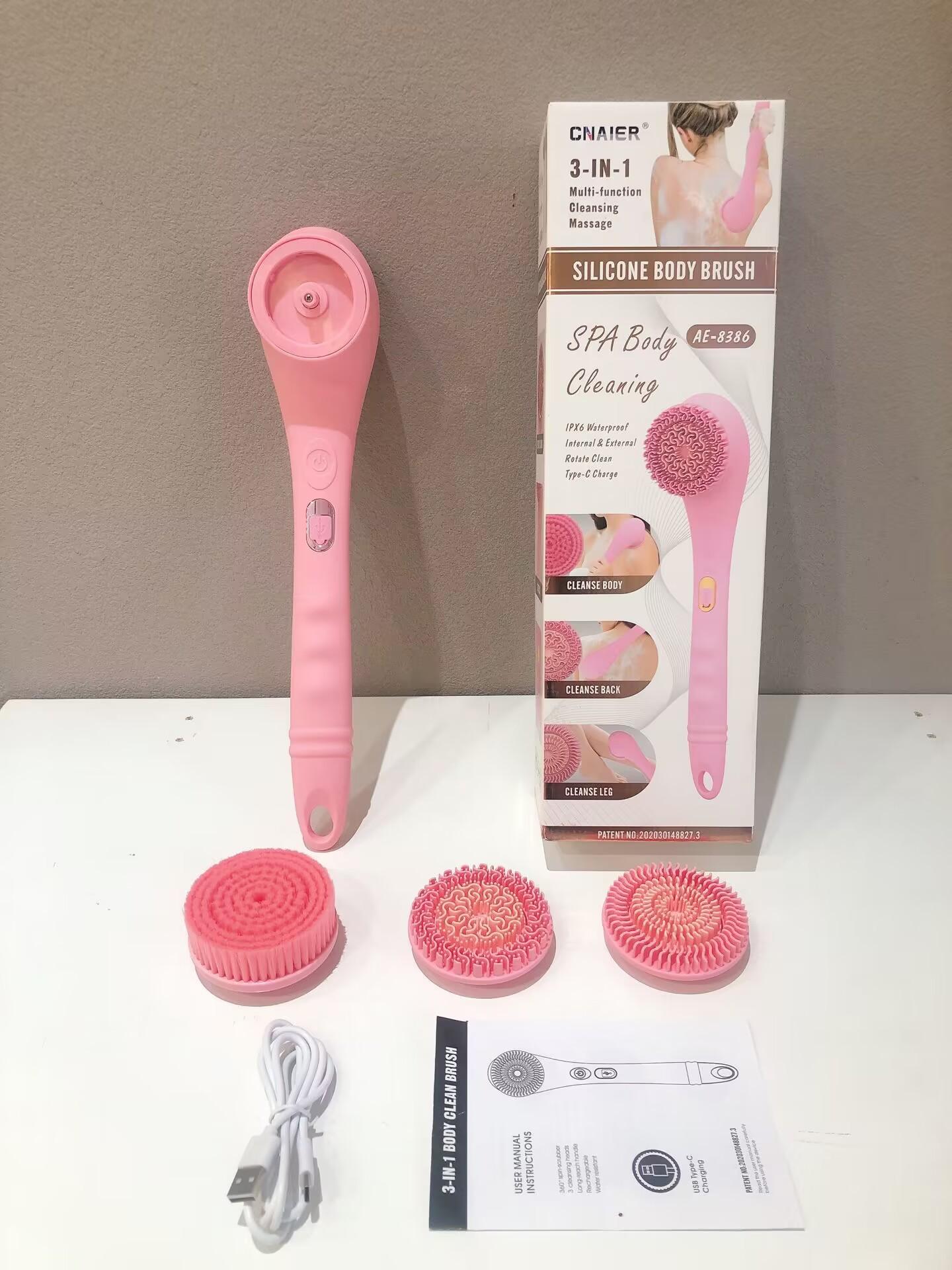 

1SET New Electric Bath Brush Fully Automatic Household Multifunctional Waterproof Massage Rub Bath Artifact Long Handle Bath Brush [Three brush heads]