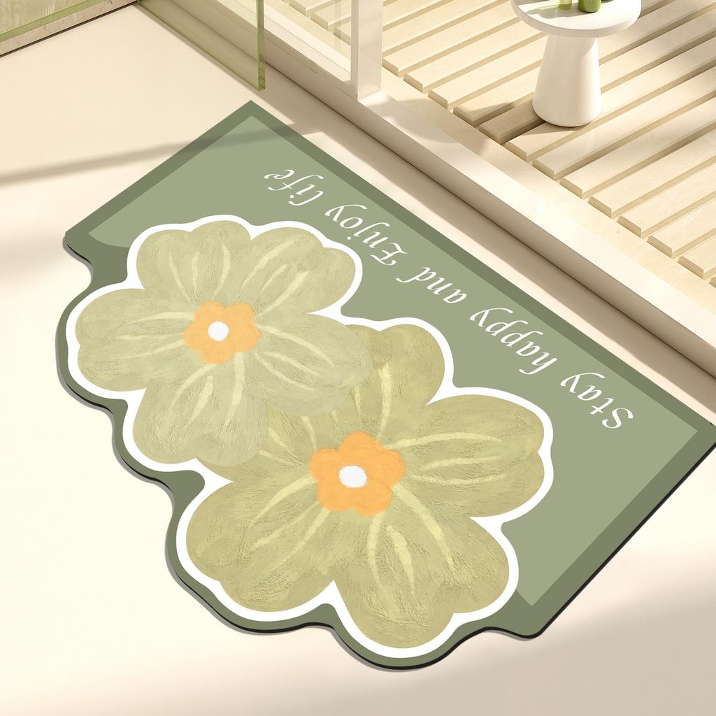 Blumenförmige Bodenmatte, rutschfeste und saugfähige Matte für den Badezimmereingang, Toilette, weiches Kissen, Badezimmer-Fußmatte