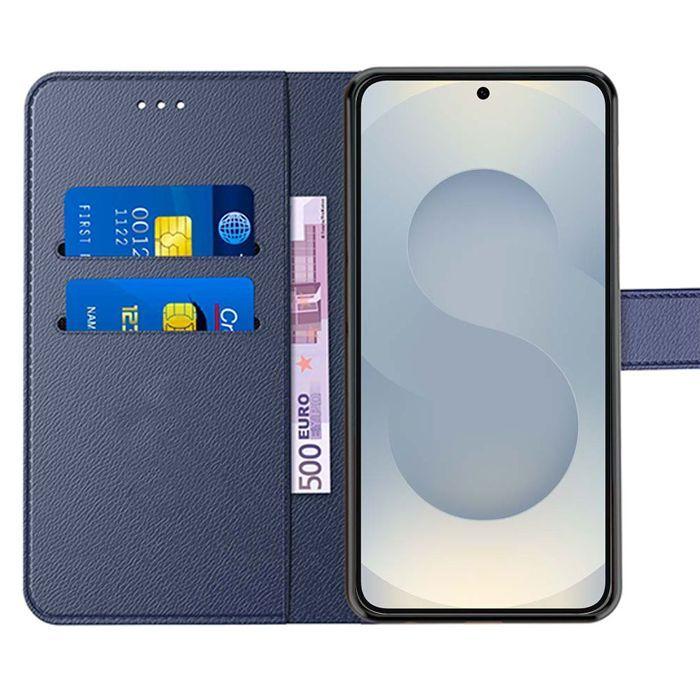 Coque de protection - BOOLING - Samsung Galaxy S25 Plus - Antichoc - Synthécuir Bleu Marine - Support intégré