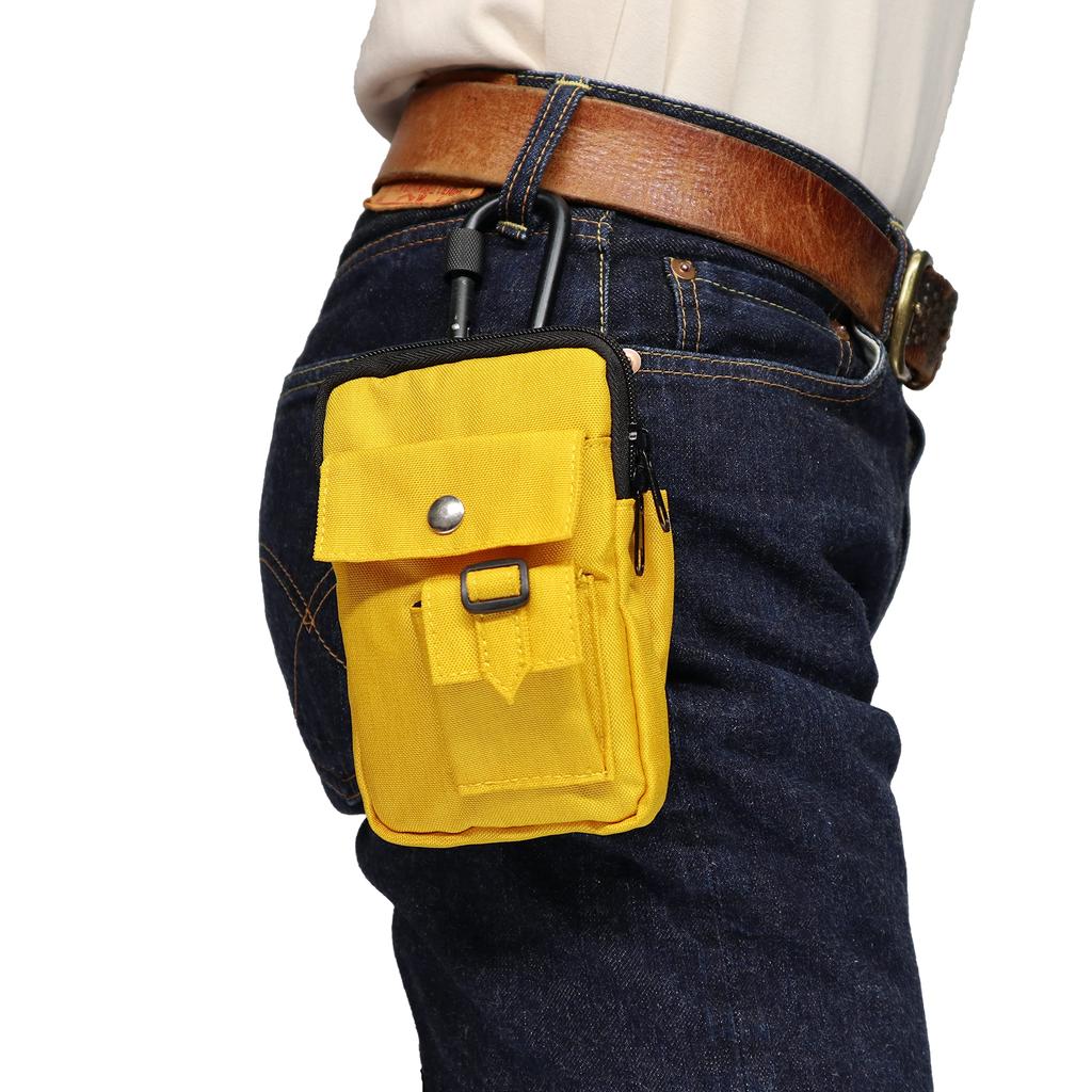 Work Pouch with Belt Loop and Yellow Multi-functional 2-Way Carabiner, WK-12YE,