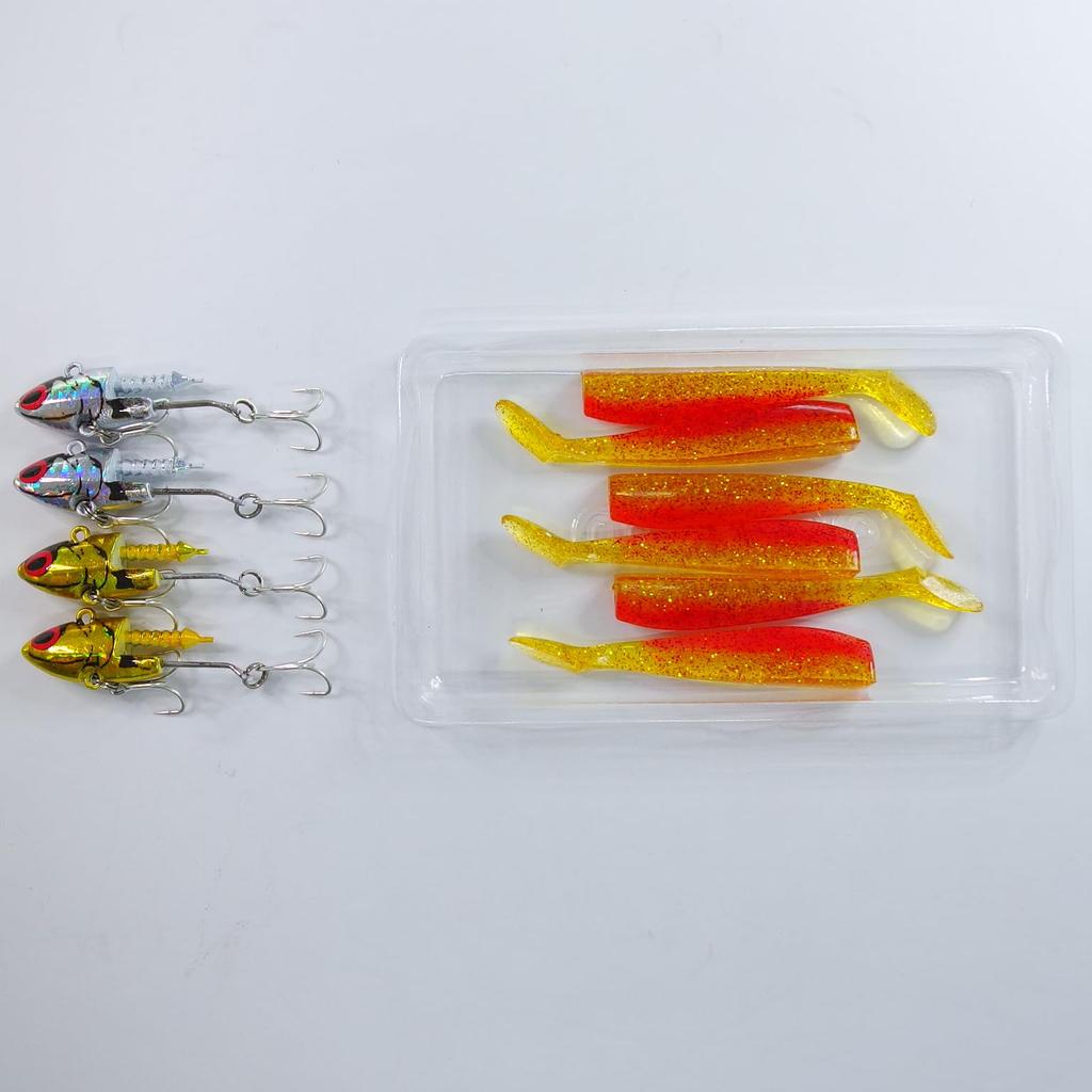 Momo Lure Sea Bass Lure Metal Jig Metal Vibration Shad Jig Head Shad Body Head x 4 75mm Shad Set [momo lure] MVS-16 MVS-22 MVS-28 (16g + 01)