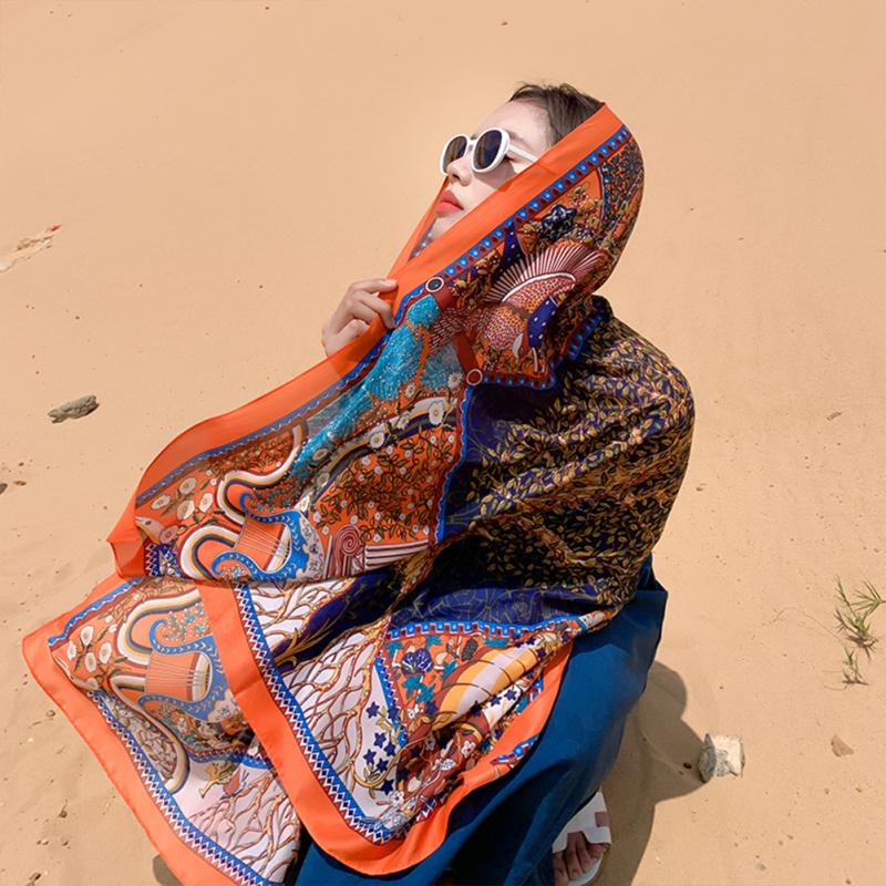 Women  Shawl Multi-color Variety Retro Flower Pattern Shade Scarf Lightweight Face Cover