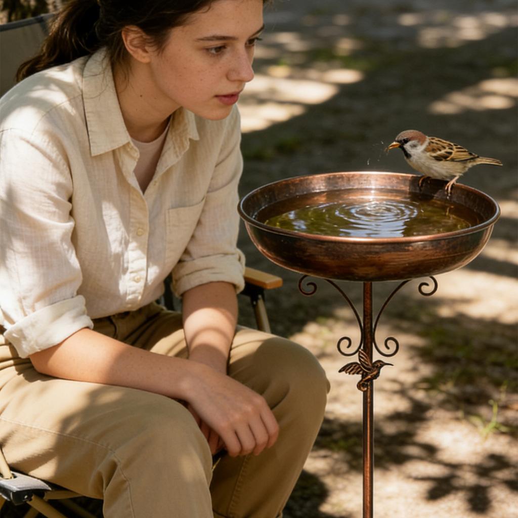 Vintage Iron Bird Bath & Feeder - 2-in-1 Outdoor Garden Decor For Birds