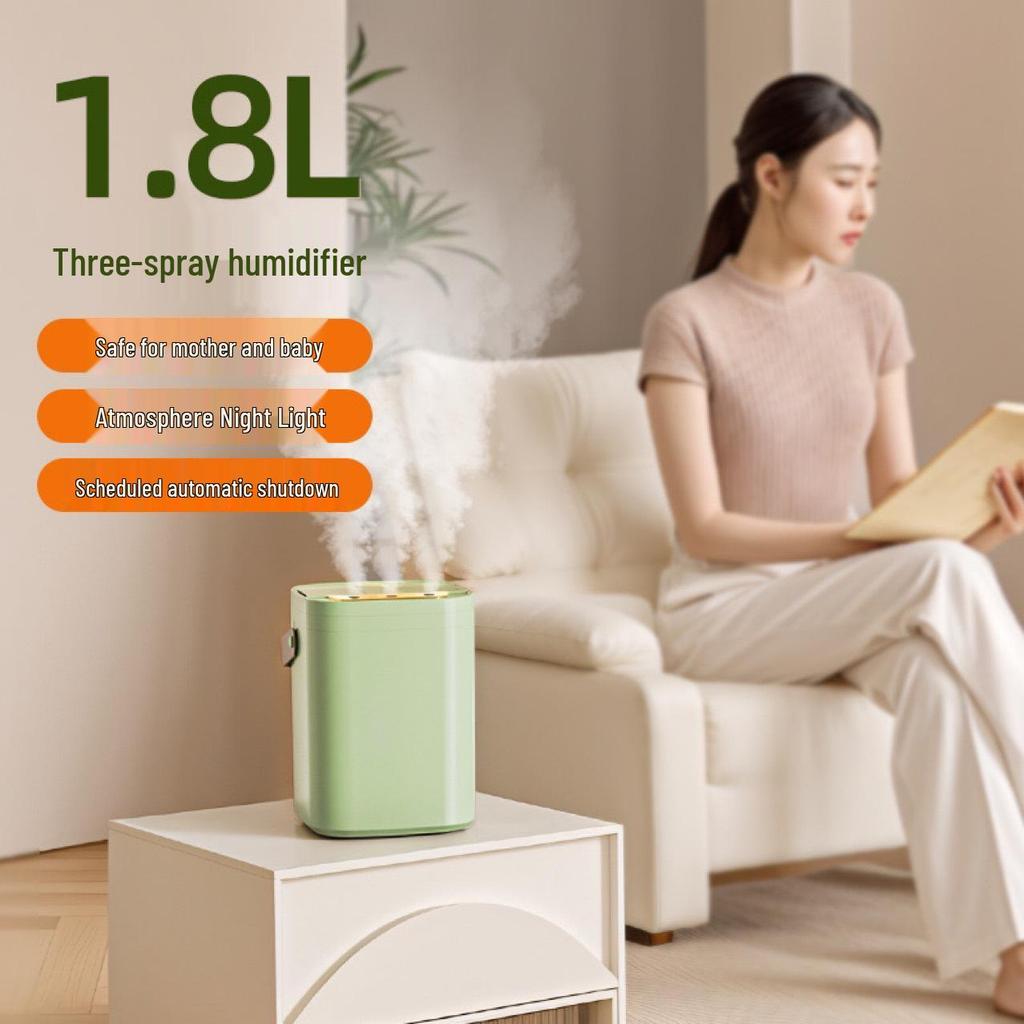 High Capacity Quiet Nano Mist Humidifier with Three Nozzles and Night Light