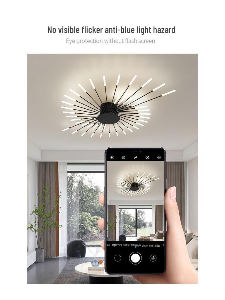Nordic Fireworks Rotating LED Ceiling Light - High-End Living Room and Bedroom Lighting