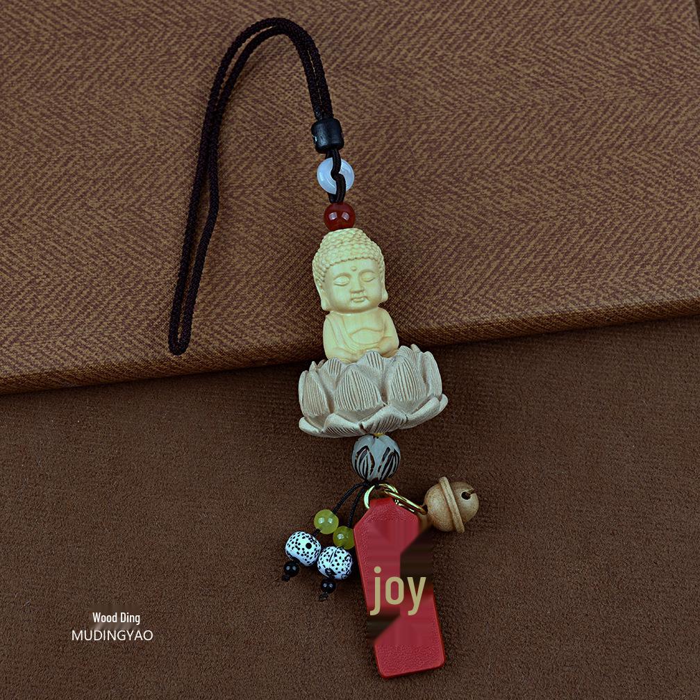 Boxwood Peach Wood Rearview Mirror Ornament: Bodhi Pendant for Peace and Joy