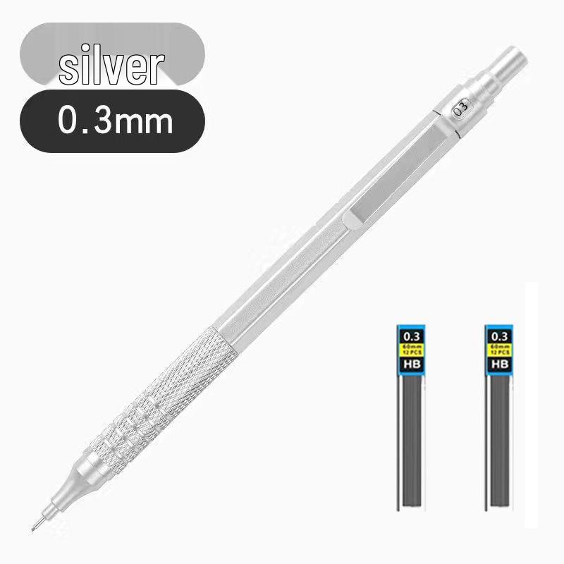 Professional Metal Mechanical Pencil, 0.5/0.7mm, Low Center Gravity, Weighted Feel, Continuous Lead Feed for Drawing & Painting.
