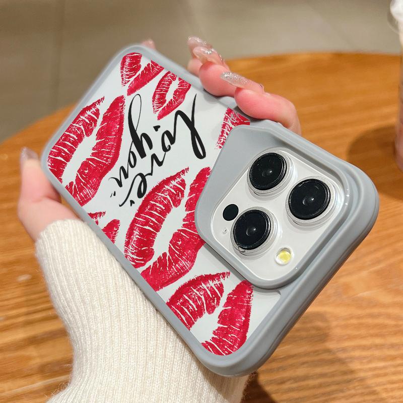 Wysokoprzezroczyste Akrylowe Etui Odporne na Wstrząsy dla iPhone 16 Plus 15 14 13 Pro Max Wzór Ust Do Pocałunku Jednokolorowe Miękkie Krawędzie Smukła Twarda Pokrowiec