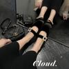 N1-5 Huidong Yixinda Square Toe Rhinestone Buckle Mary Jane Flats for Women