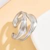 Stainless Steel Personalized Irregular Geometric Curve Open Ring for Women