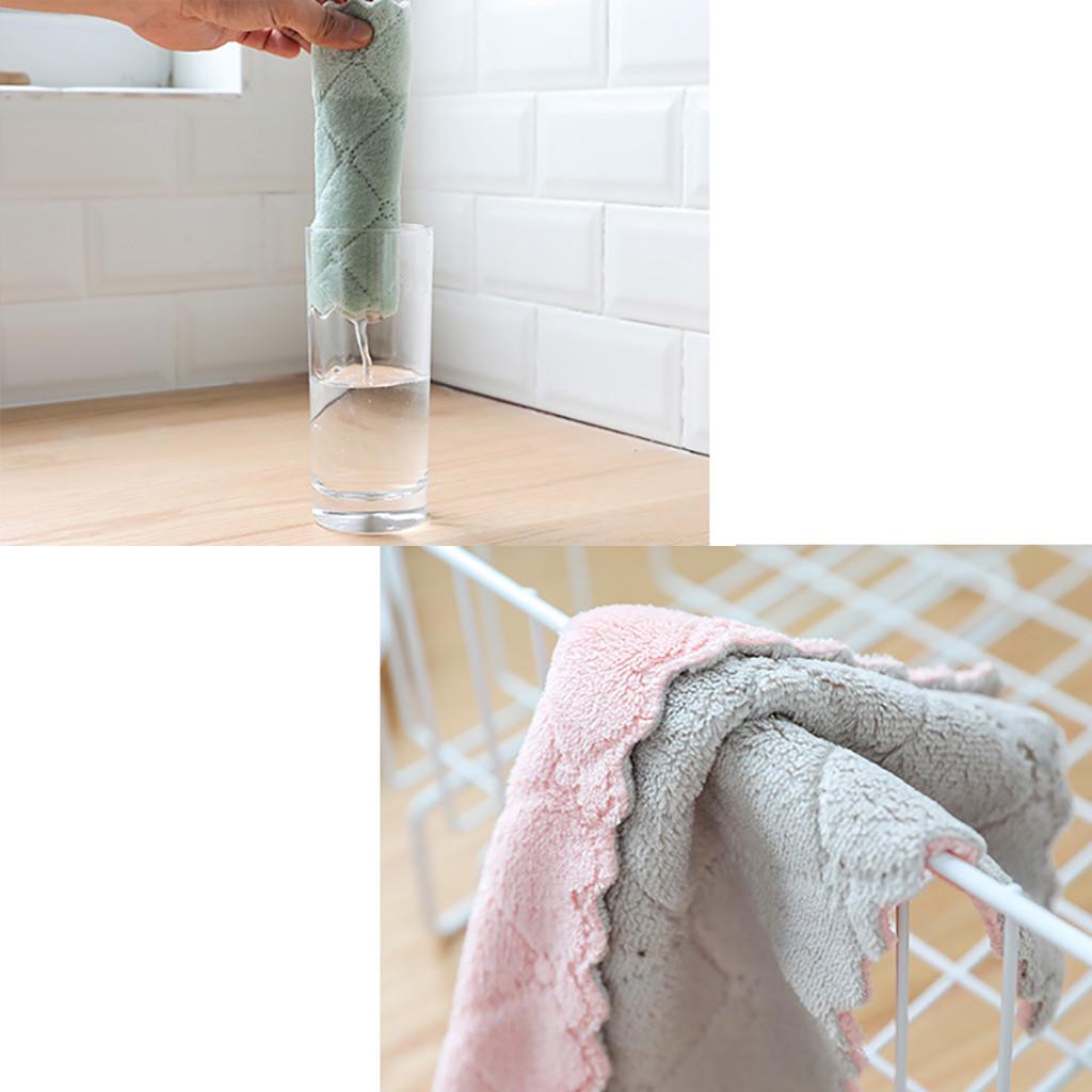 Kitchen Dish Towels Double-sided Printing 27 X 16 Coral Fleece Absorbent 5PCS