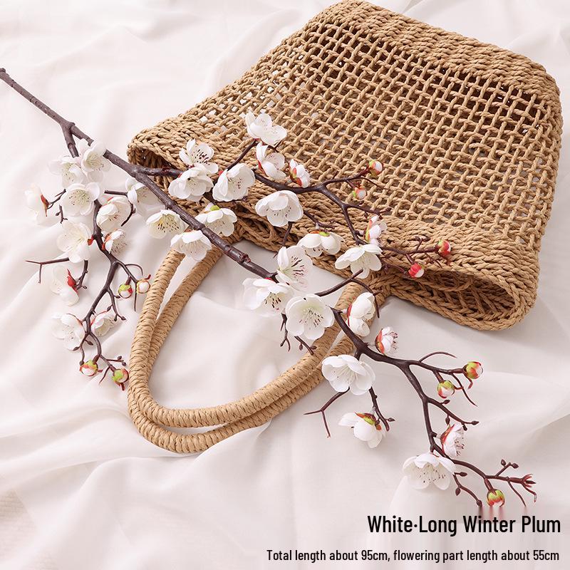 Silk Plum Blossom Simulation Flowers for Home Decor: Perfect for Living Room, TV Cabinet, or Coffee Table Arrangements.