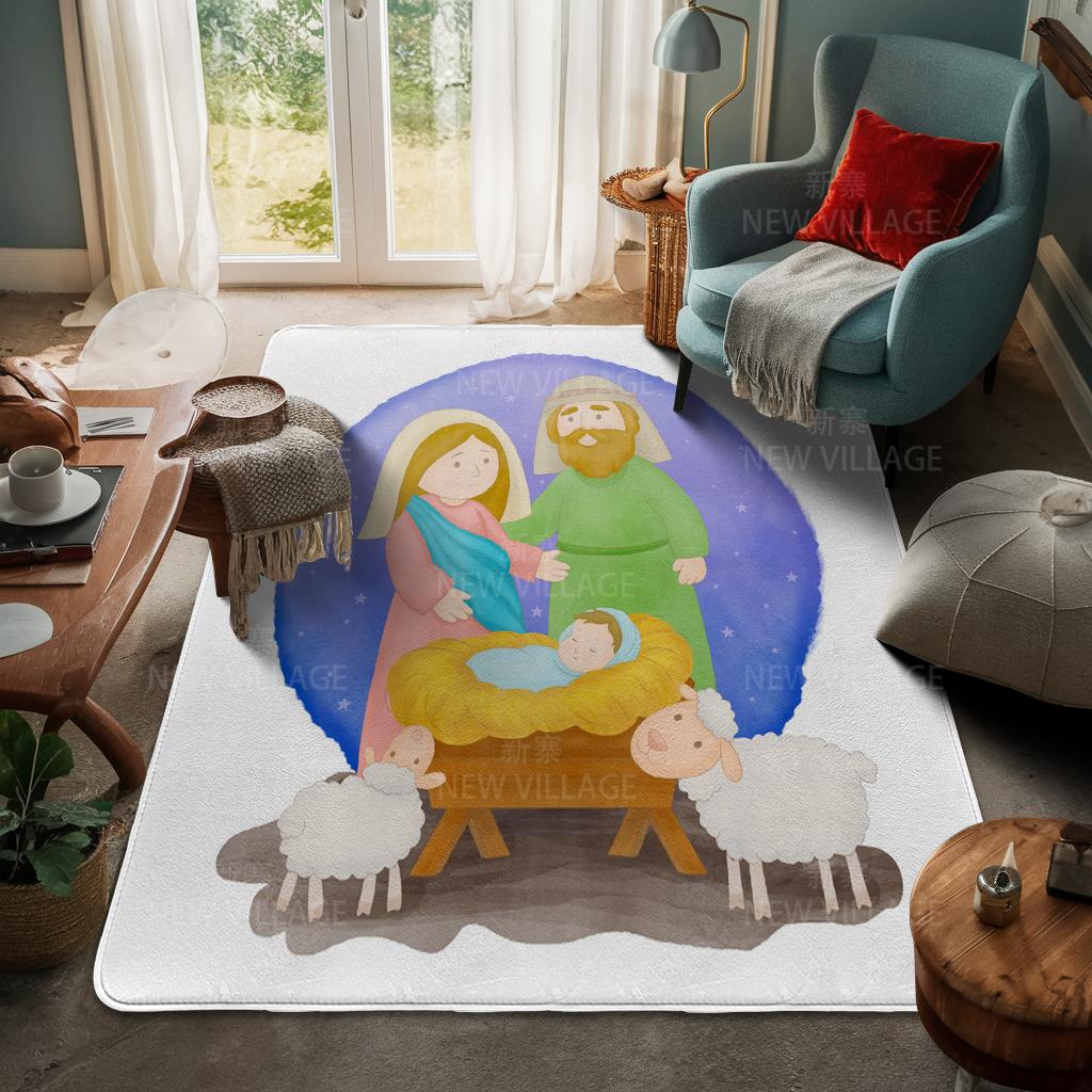 House Entrance Carpet Home Door Mat Living Room Bath Foot Bathroom Non-slip Water Absorption Rugs Bath Merry Christmas Winter