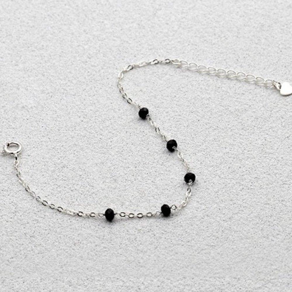 [As Little] Silver Chain Bracelet Crystal Black Silver 925