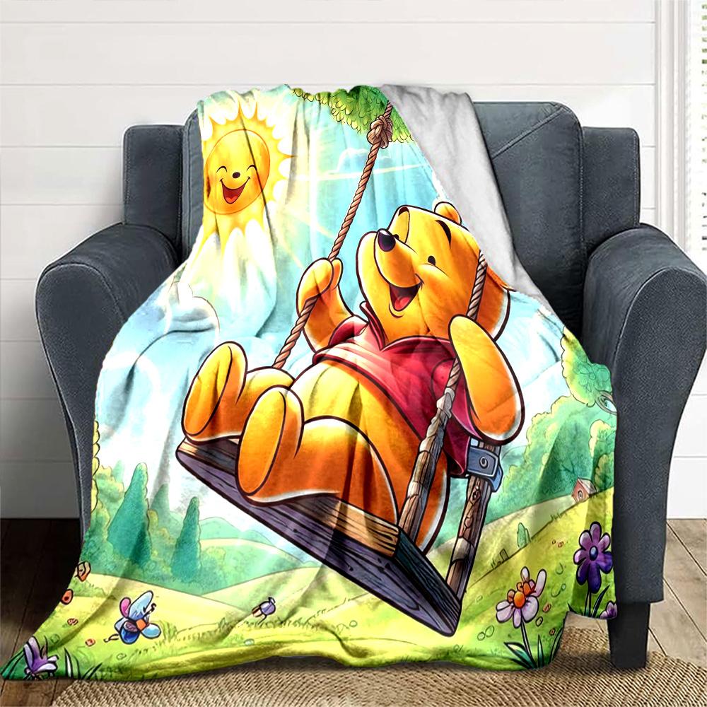 Piglet Sunny Sky Flannel Blanket Super Soft Warm Cozy Blanket For Sofa Bed Office Travel Allseason Home Decor Gift