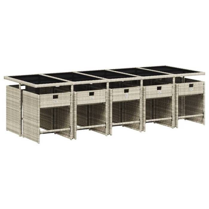 VidaXL Ensemble à manger de jardin 11pcs avec coussins gris poly rotin 3277882