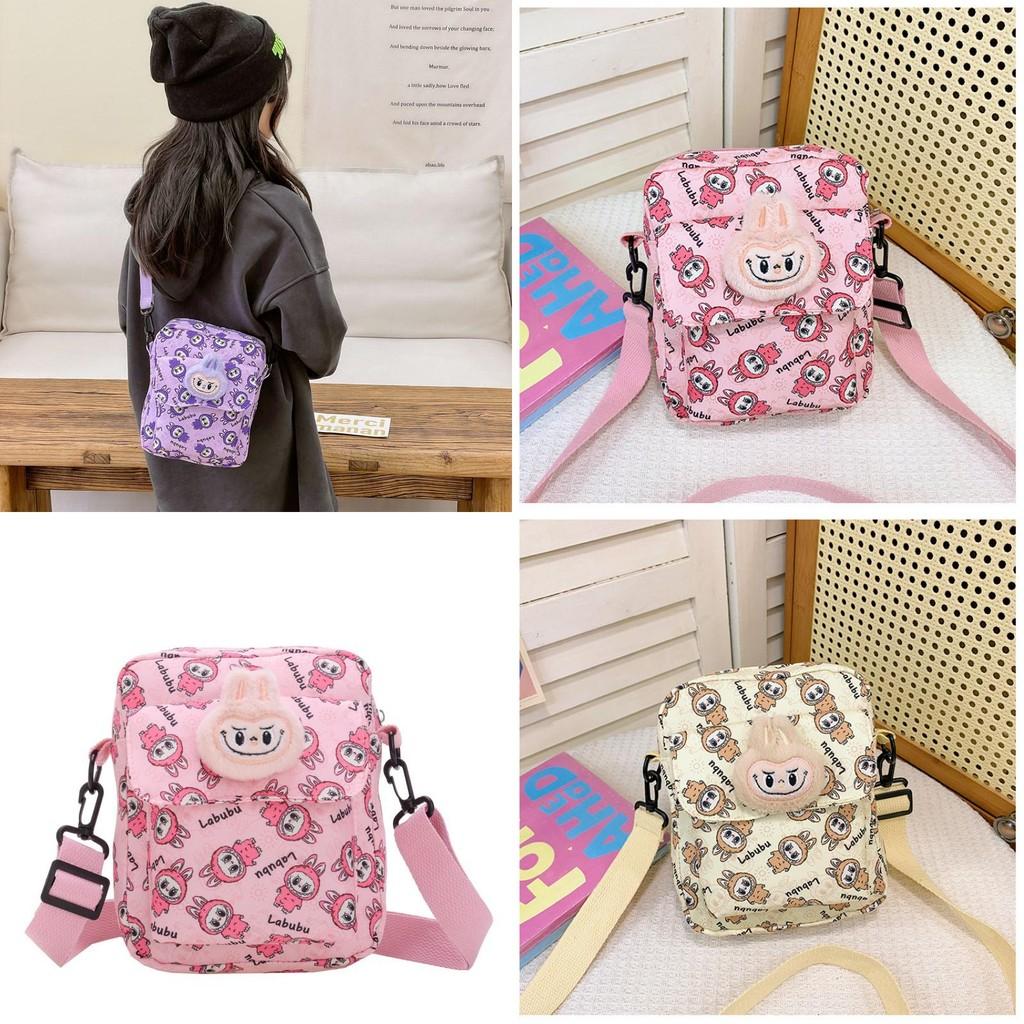 Adorable Labubu Cartoon Childrens Shoulder Bag For Boys And Girls With Breathable Nylon Fabric