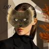 Comfy Fluffy Masque for Parties DIY Therian Kit Plush Furry Fox/Cat Animals with Realistic Fox Tail Eye Mesh Christmas Halloween Masquerade Cosplay