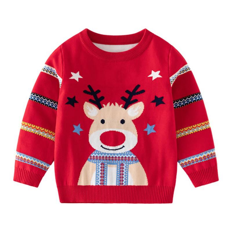 

Детский свитер с круглым вырезом и длинными рукавами, детский пуловер с рисунком лося/динозавра 120