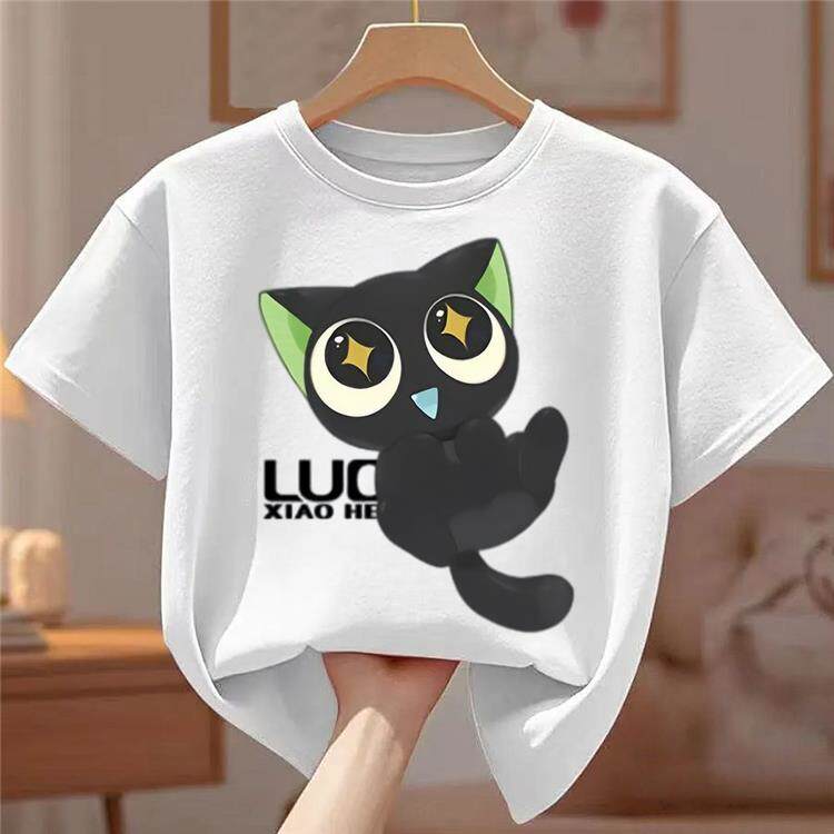 

Luo Xiaohei Personality Summer Unisexs and Womens Short Sleeved Pure Cotton Round Neck Short Sleeved Unisexs and Womens Tshirt S