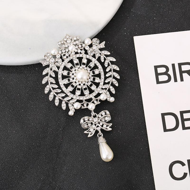 Fashion Teardrop Brooch Large Flower Bridal Brooch Party Banquet Wedding Pin Jewelry