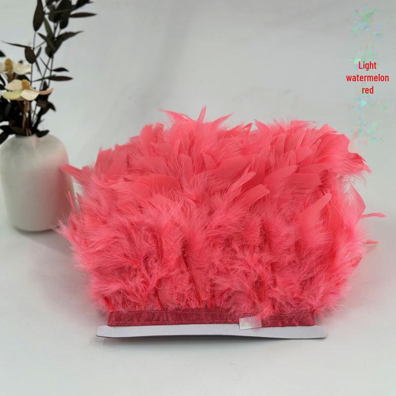 Red Lace Net Turkey Feather Strips for DIY Handmade Wedding Dance Costumes and Decorations