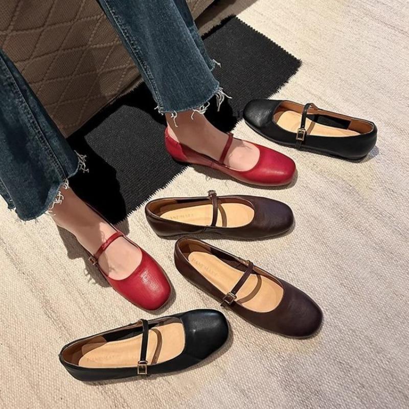 Fashion Spring New Style Women Mary Jane Shoes Fashion Square Toe Shallow Slip on Ladies Flat Shoe Soft Sole Outdoor Dress Zapatos Mujer