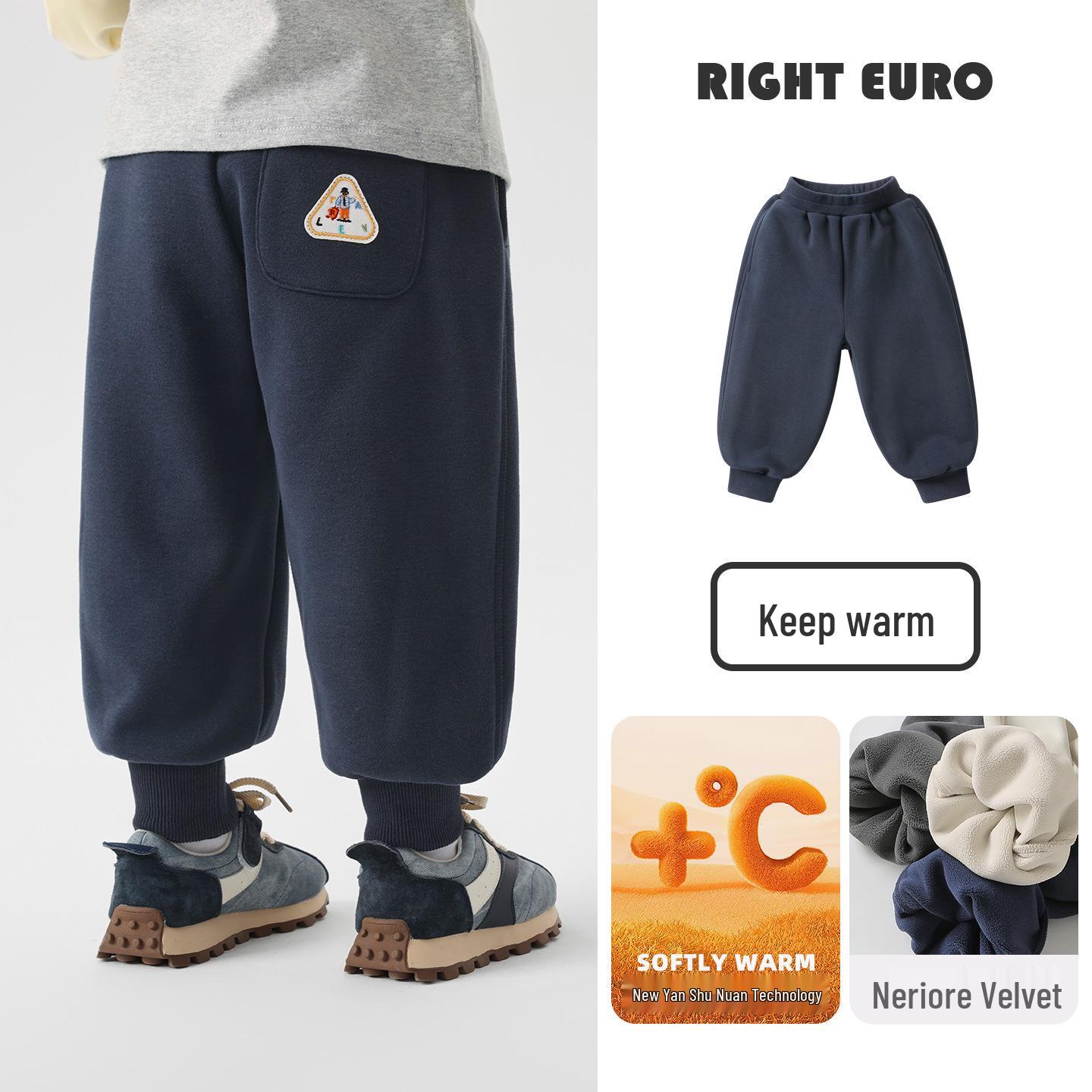 European Boys  Fleece-Lined Winter Sports Sweatpants 2025 90 cm