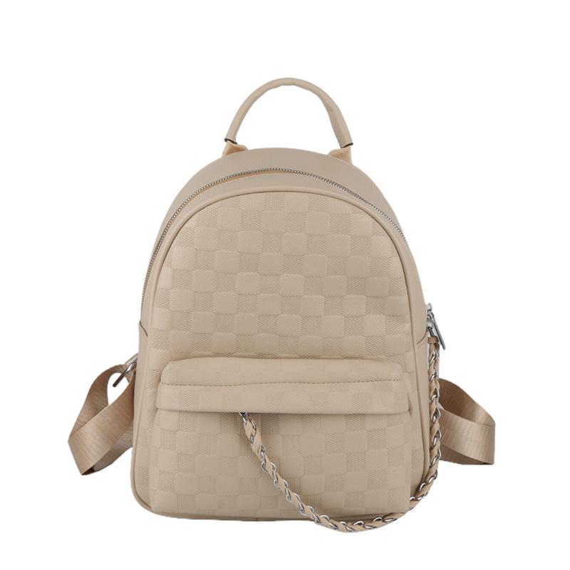 Schoolbag1011 New Leather U Backpack Women's Trend Fashion Large Capacity Backpack Leisure Chain Student School Bag