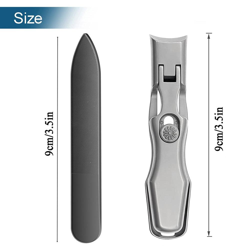 2 PCS Heavy-Duty Nail Clippers Set – Wide Jaw Toenail Clippers with Anti-Splash Catcher & PU Case for Seniors and Men