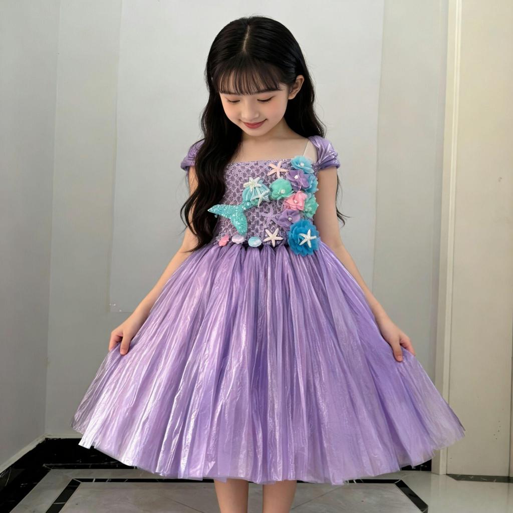 Children's Eco-Friendly Mermaid Fashion: Handmade DIY Kindergarten Parent-Child Runway Outfits