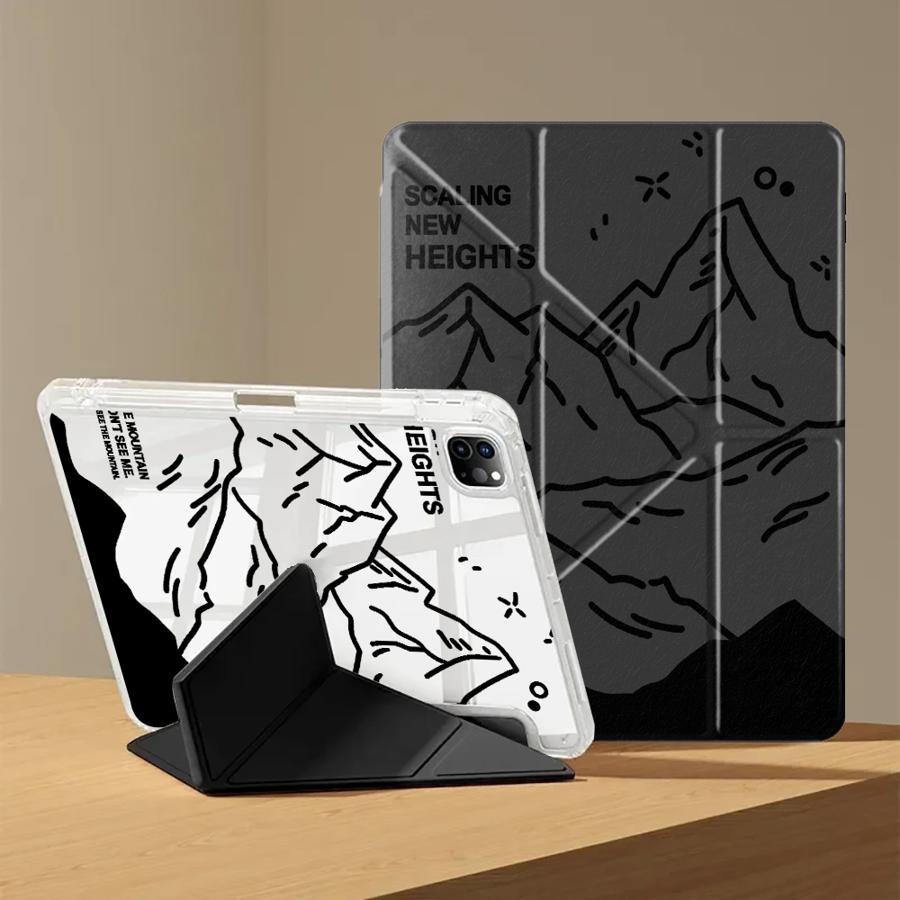 Snow Mountain Art Y-Fold Holder Cover Tablet Case For iPad Pro 11th 10th 9th 8th 7th 12.9inch Pro 2025 Mini 6 7 Air 4 5 M3 M2 1
