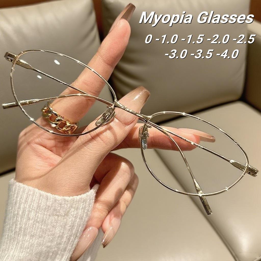 New Fashionable and Elegant Elliptical Frame Cat Eye Women's Myopia Glasses Ultra Light Neutral Luxury Anti Blue Light Glasses
