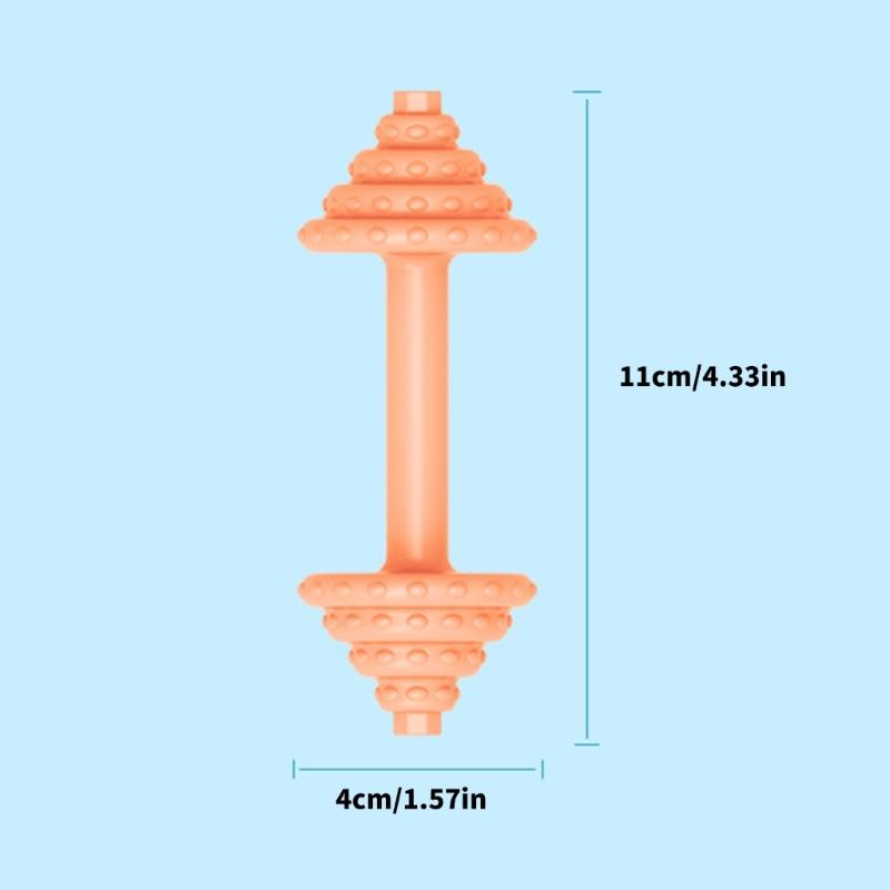 Dumbbell Shape Design Baby Teether for Front Teeth and Back Molars Relief Safe Silicone Chewable Toy Soothing Stick