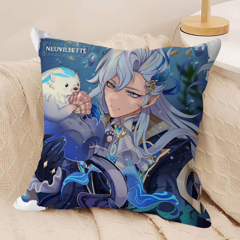 Neuvillette Genshin Impact Pillow Case Removable Washable Cushion Cover – All-Season Soft Linen